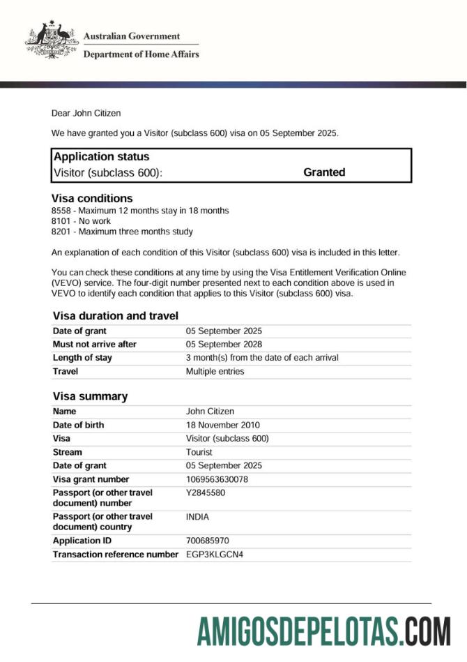 em branco Modelo de visto E da Austrália em formatos Word e PDF, versão 2